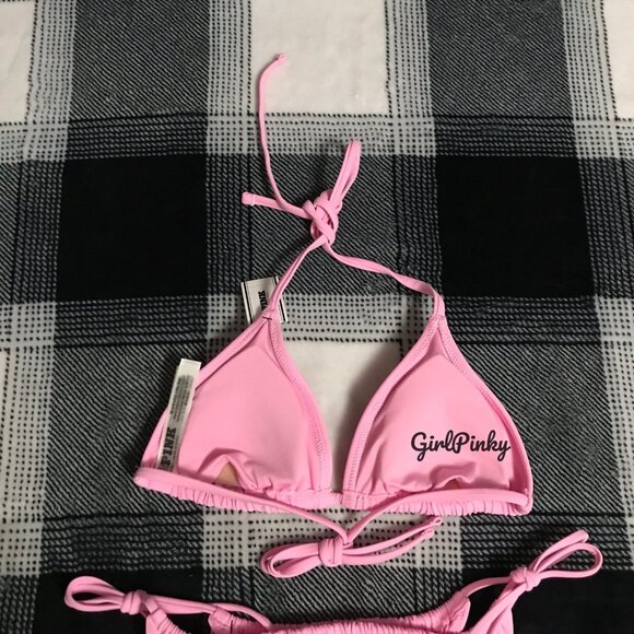 VS PINK 2 PIECE STRING BIKINI SWIMSUIT IN PINK LOLLIPOP BLING LIMITED EDITION - Picture 4 of 7